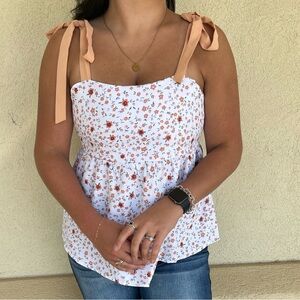 Floral White and Orange Women's Top